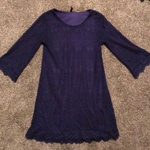 H&M blue long sleeve lace dress